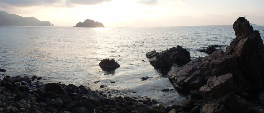 あんな本こんな本、車旅、戸惑い続く九州車旅、野島の夕景、木与駅近く